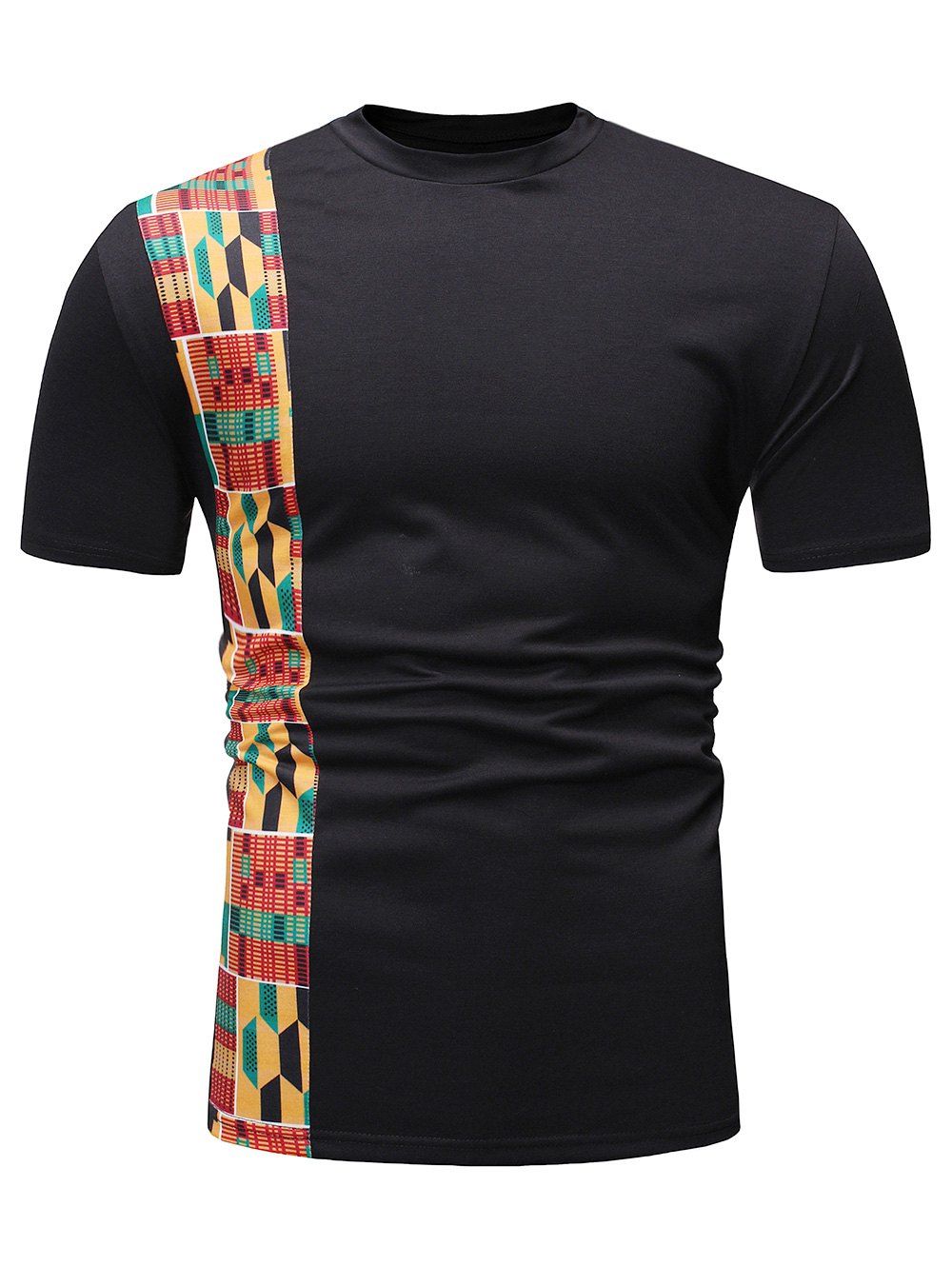 

Printed Design Short Sleeves T-shirt, Black
