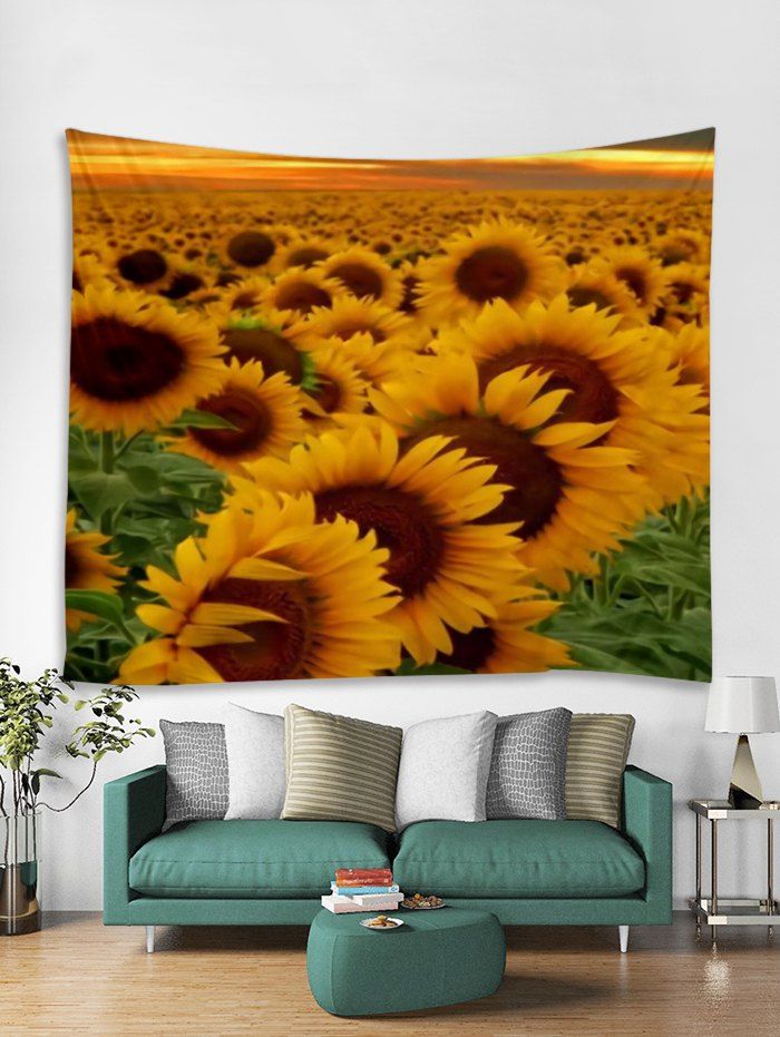 

Wall Decor Sunflowers Print Tapestry, Caramel