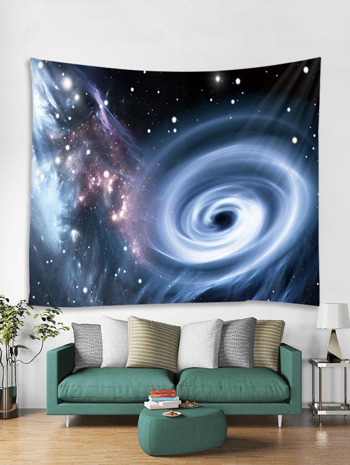 

Wall Decor Galaxy Black Hole Swirl Print Tapestry, Blue gray