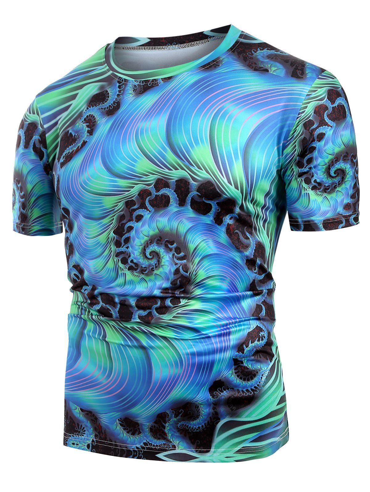 Spiral Printed Short Sleeves Tshirt