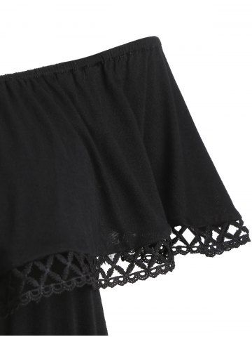 

Off Shoulder Crochet Loose Romper, Black