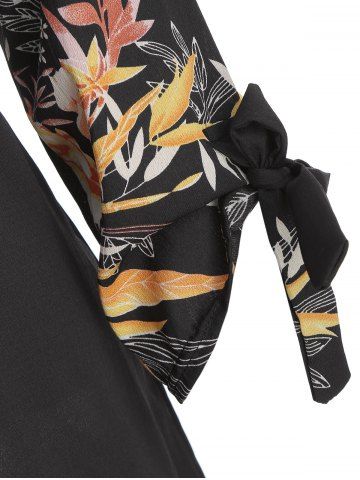 

Tie Cuffs Flower Dress, Multi