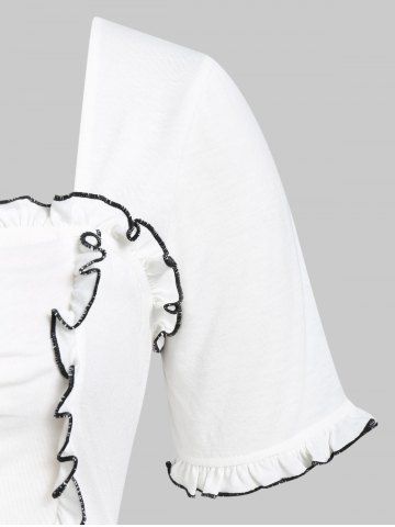 

Plus Size Ruched Flounce Peplum T-shirt, White