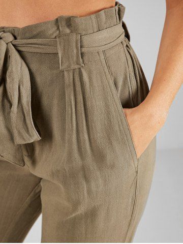 

High Waisted Pocket Ninth Pants, Camel brown