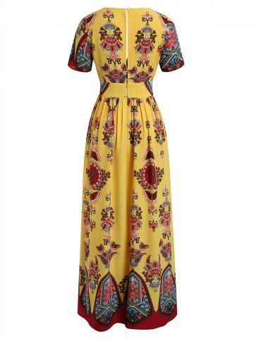 

Plus Size High Waist Maxi Slit Dress, Bee yellow