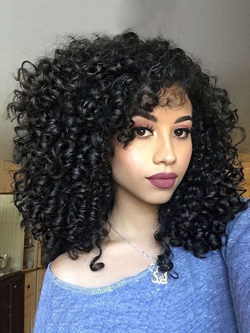 

Afro Curly Medium Synthetic Wig, Black