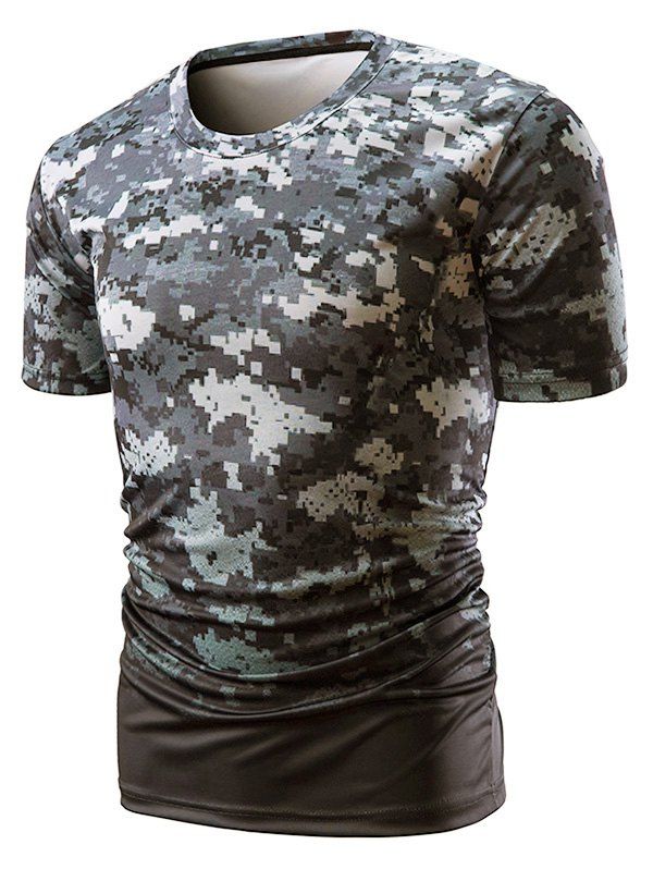 

Camouflage Ombre Print Casual T-shirt, Black