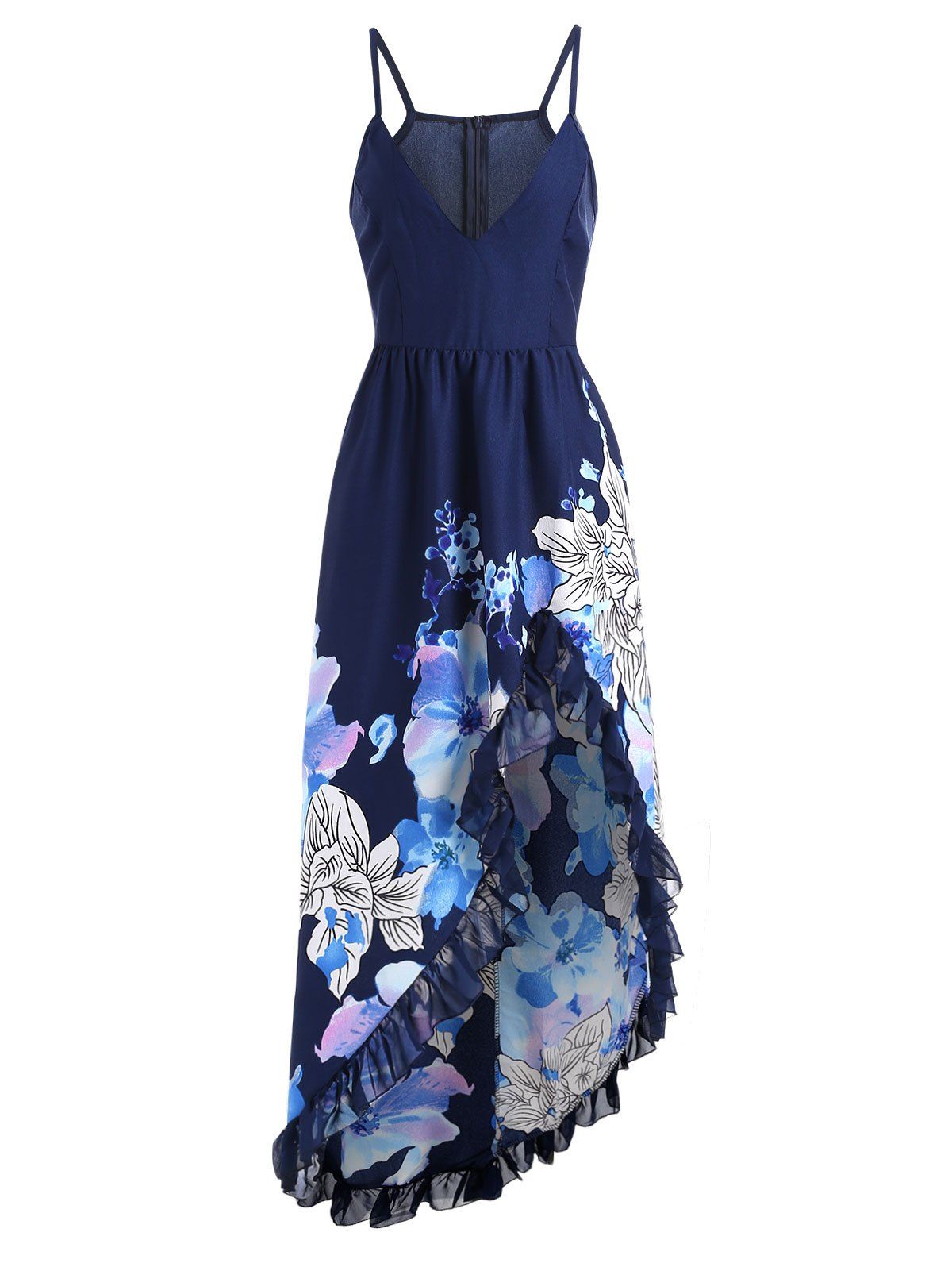 

Flower Ruffle Maxi Dress, Deep blue
