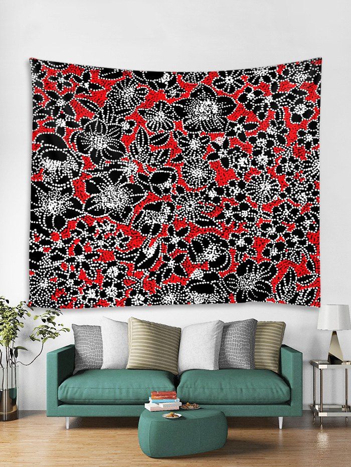 

Flower Printed Tapestry Wall Hanging Art Decor, Cherry red