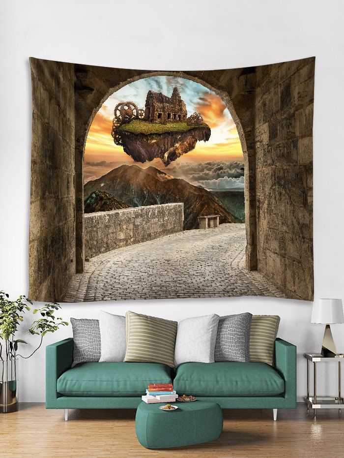 

Retro Castle Print Tapestry Wall Hanging Art Decoration, Coffee