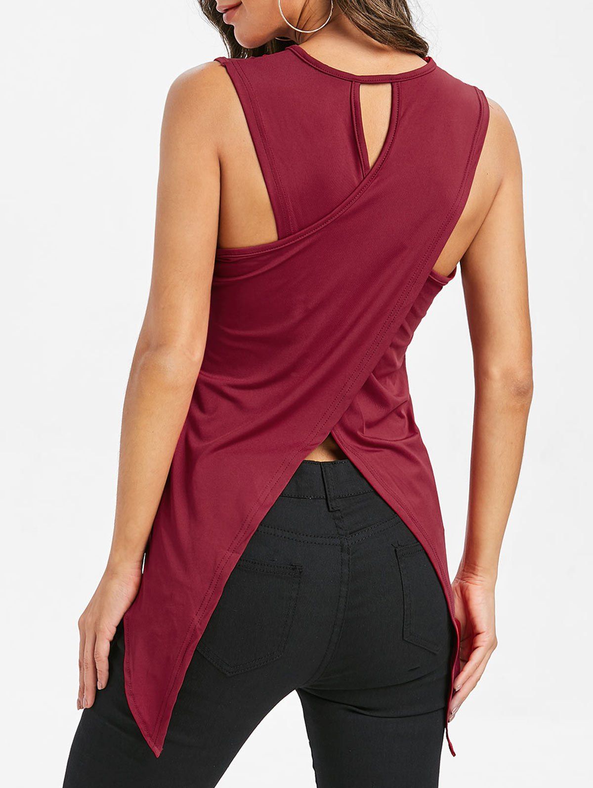 

Overlap Asymmetric Plain Tank Top, Red wine