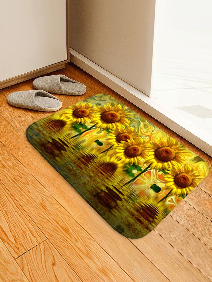 

Sunflower Reflection Print Floor Rug, Golden brown