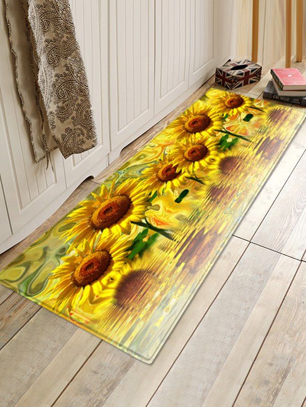 Sunflower Reflection Print Floor Rug