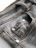 Zipper Fly Design Ripped Denim Shorts -  