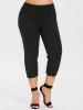Legging Capri Déchiré de Grande Taille - Noir 5X