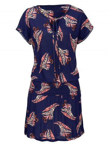 

Casual Smocked Waist Printed Dress, Multi