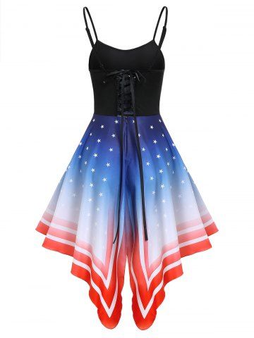 American | Dress | Flag | Lace | Up