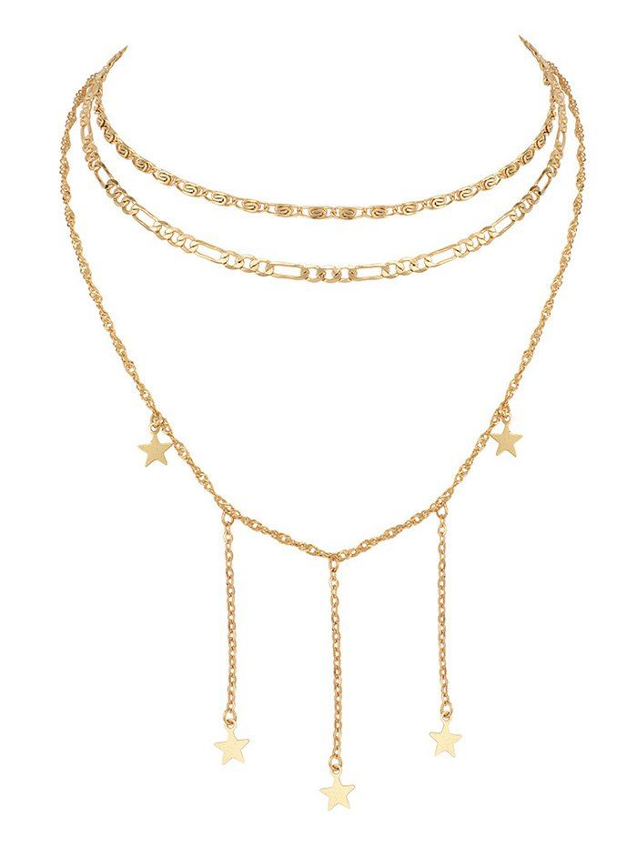 

Layered Star Pendant Chain Necklace, Gold