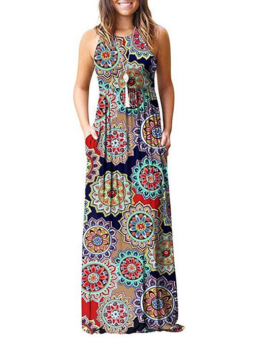 

Flower Pockets Maxi Dress, Multi-b