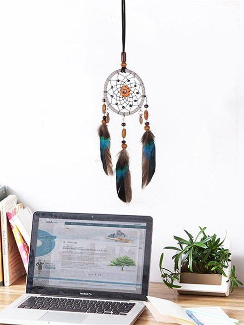 Dream Catcher Floral Feather Hanging Decor, Coffee