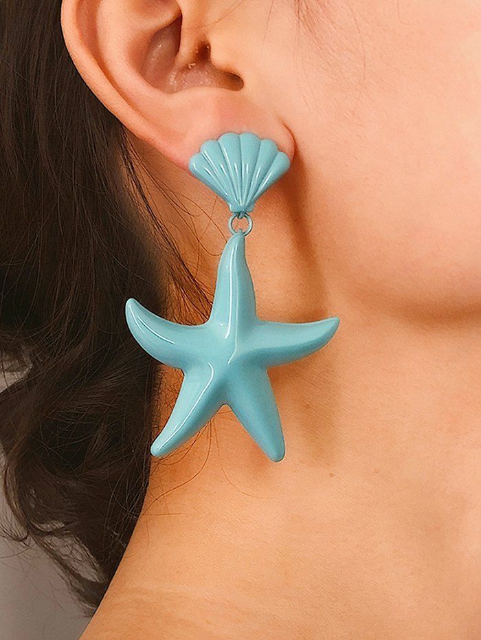 

Candy Color Starfish Shell Earrings, Blue