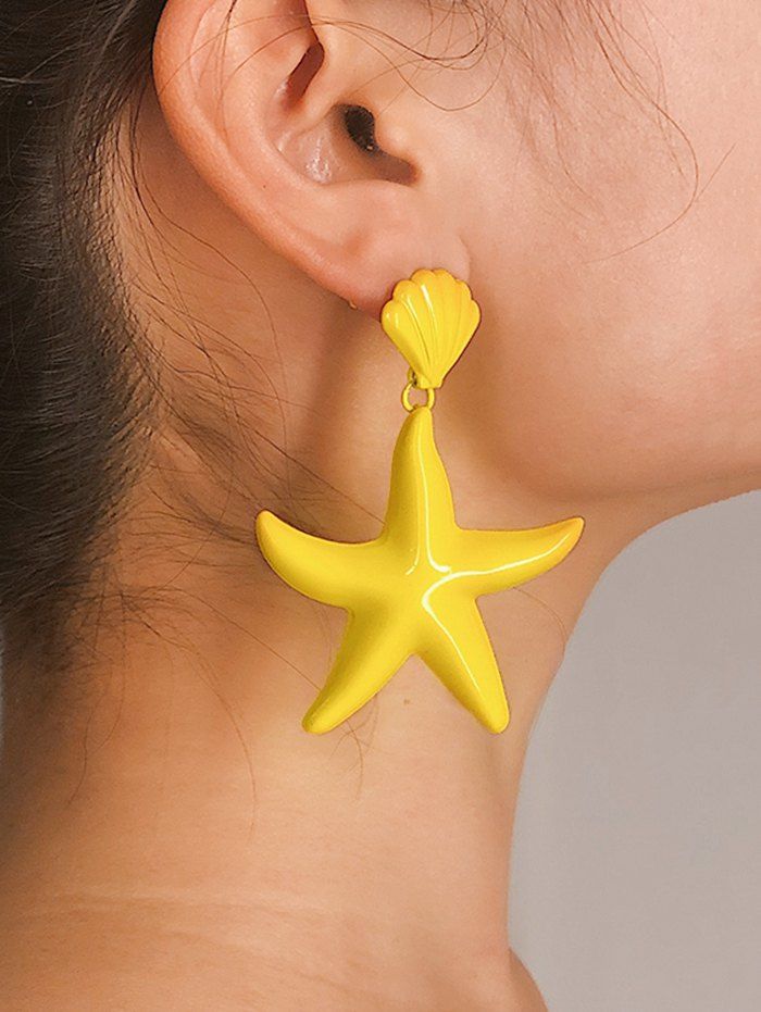 

Candy Color Starfish Shell Earrings, Yellow