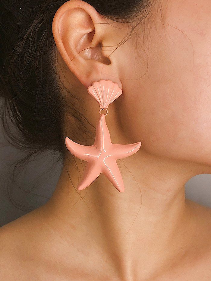 

Candy Color Starfish Shell Earrings, Light pink