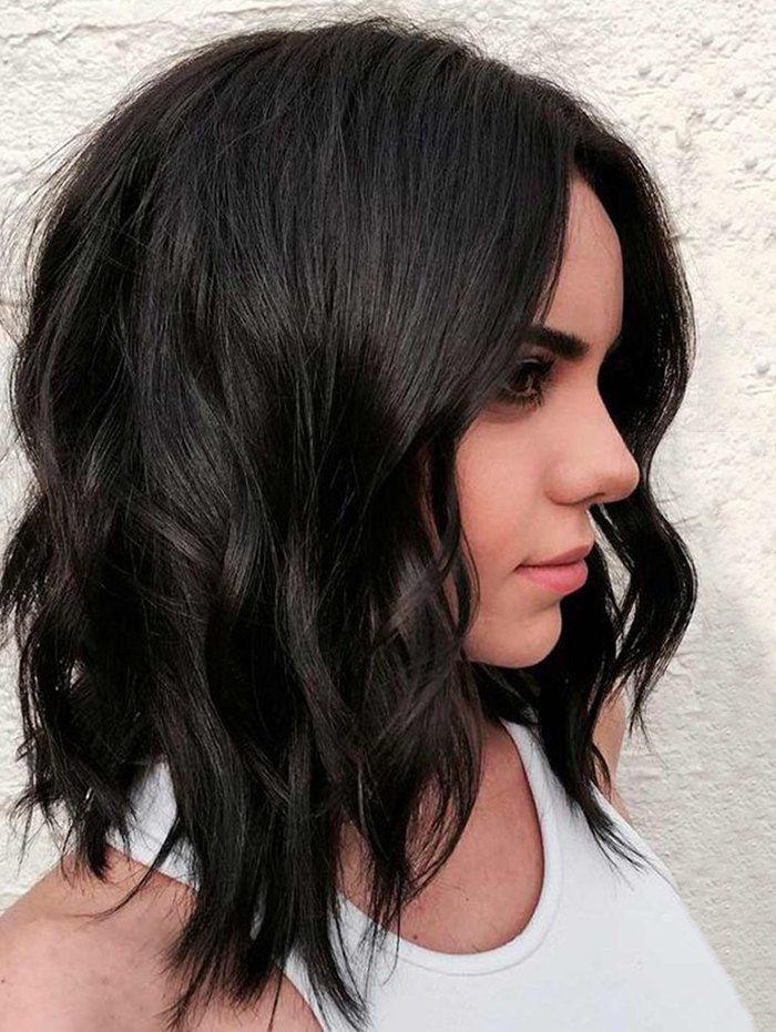 

Medium Center Part Wavy Synthetic Wig, Black
