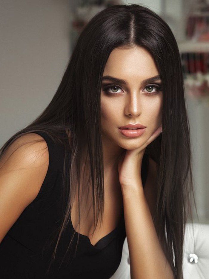 

Natural Center Part Long Straight Synthetic Wig, Night