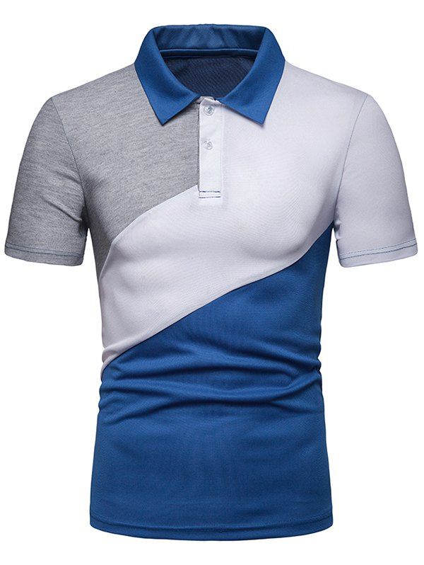 

Color Block Casual T Shirt, Blue