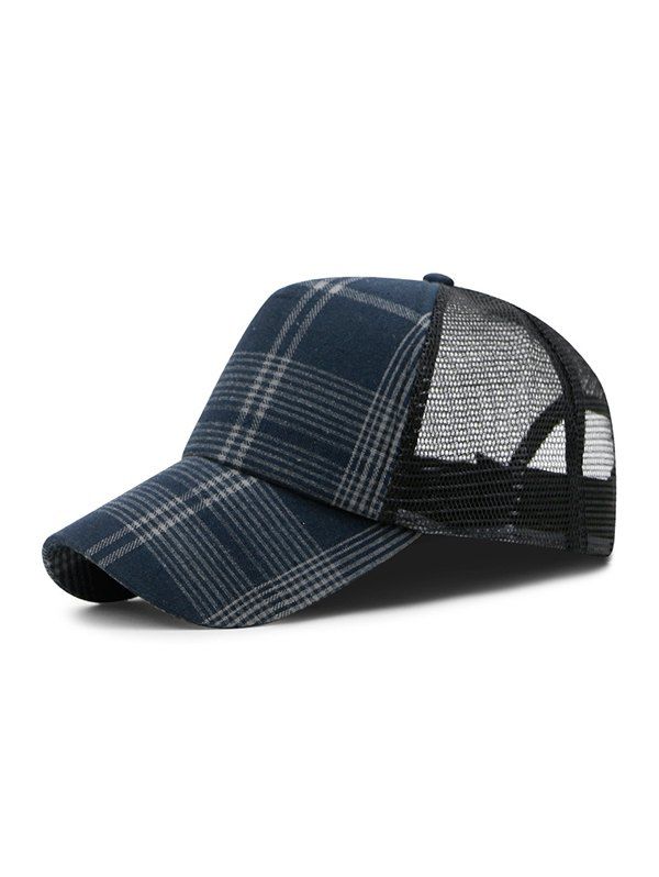 

Plaid Breathable Baseball Cap, Deep blue