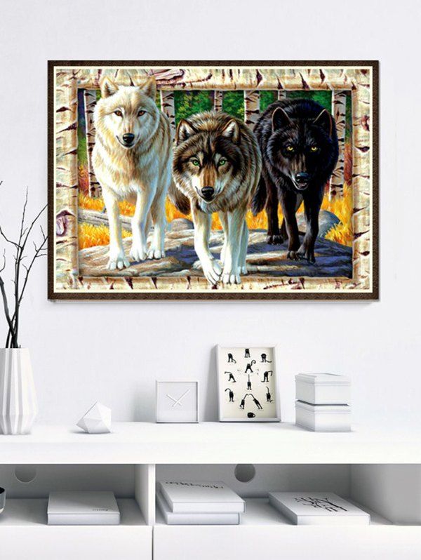 

Wolf Print Unframed DIY Rhinestone Painting, Ash gray