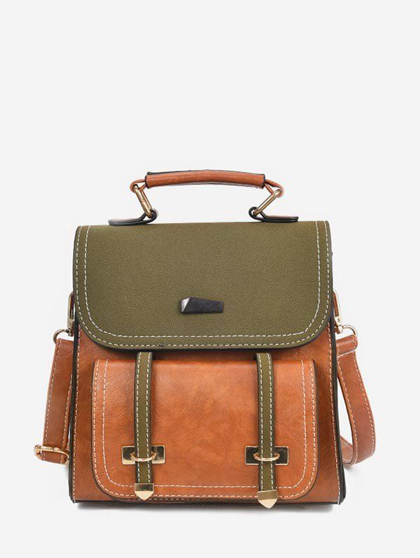 

Contrast Color Vintage Backpack, Caramel