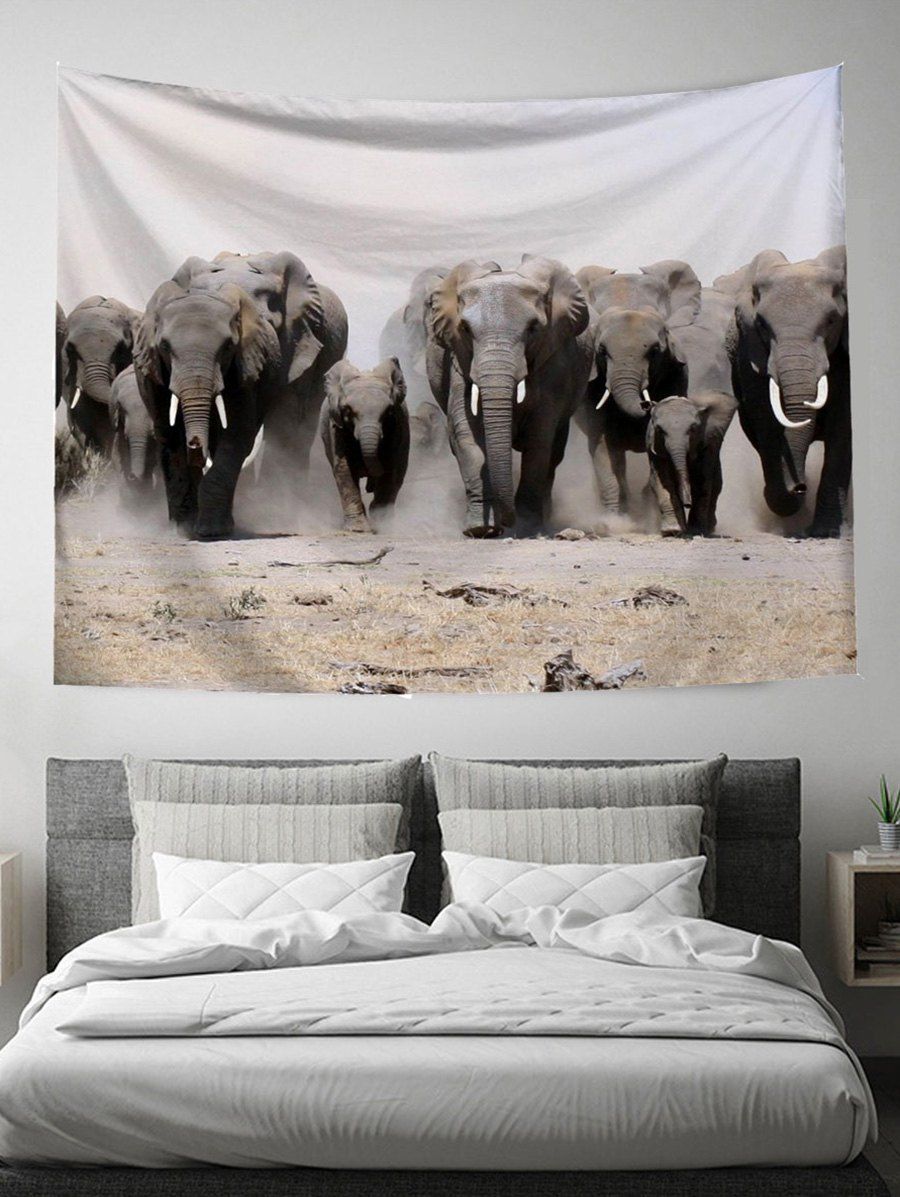 

Elephant Groups Print Wall Tapestry, Gray cloud