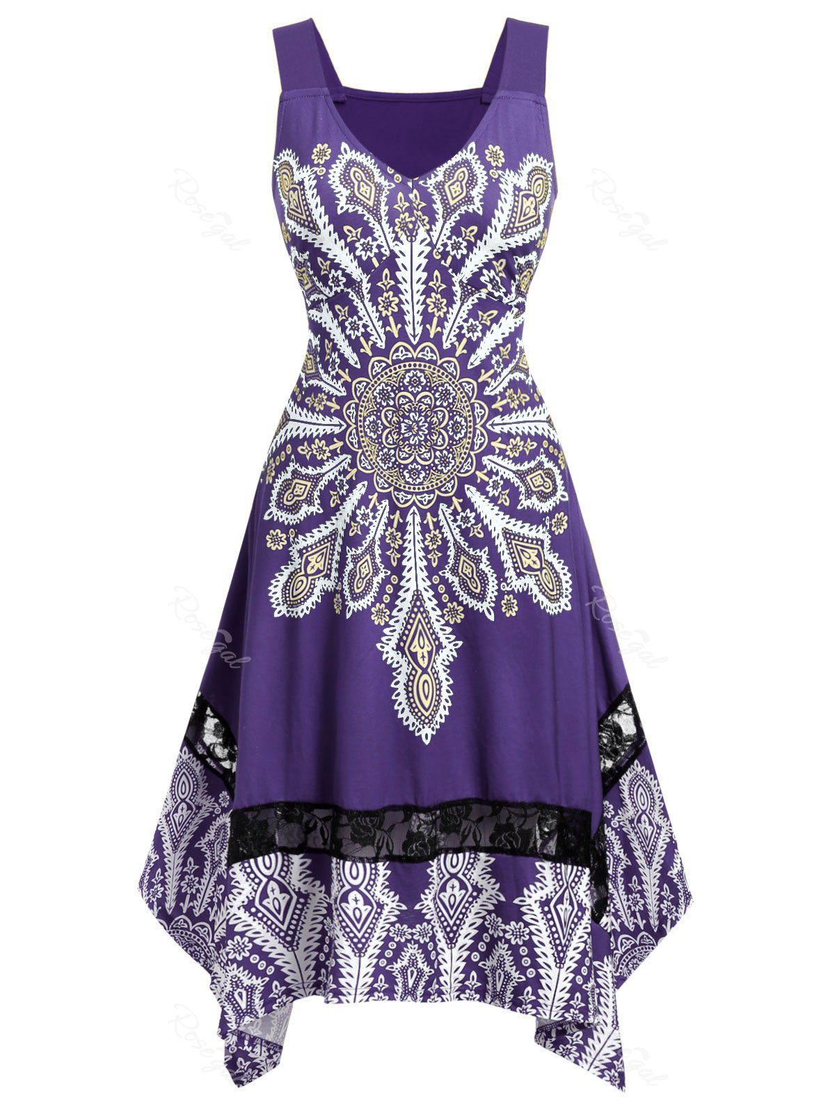 

Plus Size Asymmetrical Color Block Dress, Purple amethyst