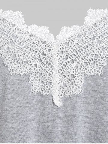 

Crochet Panel Spaghetti Strap Mini Dress, Gray