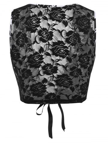 

Plus Size Lace Vest With Spaghetti Strap Floral Top Twinset, Black