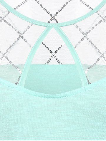 

Plus Size High Low See Thru Tank Top, Aquamarine