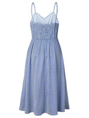 

Cami Striped Pocket Casual Dress, Denim blue