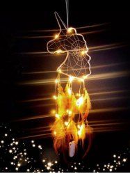 Unicorn Theme LED Light Feather Dream Catcher -  