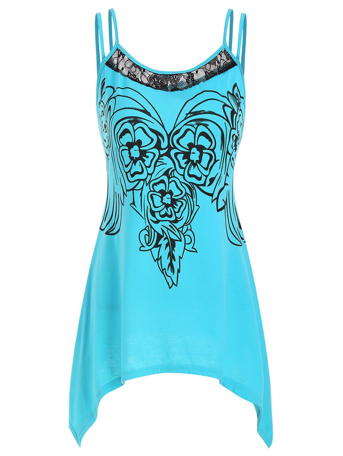 

Flower Lace Panel Asymmetrical Camisole, Celeste