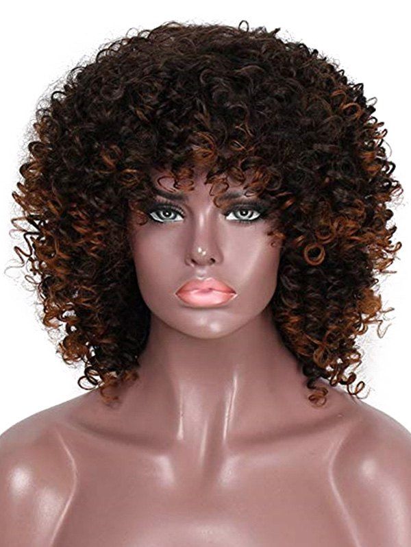 

Afro Kinky Curly Medium Synthetic Wig, Multi