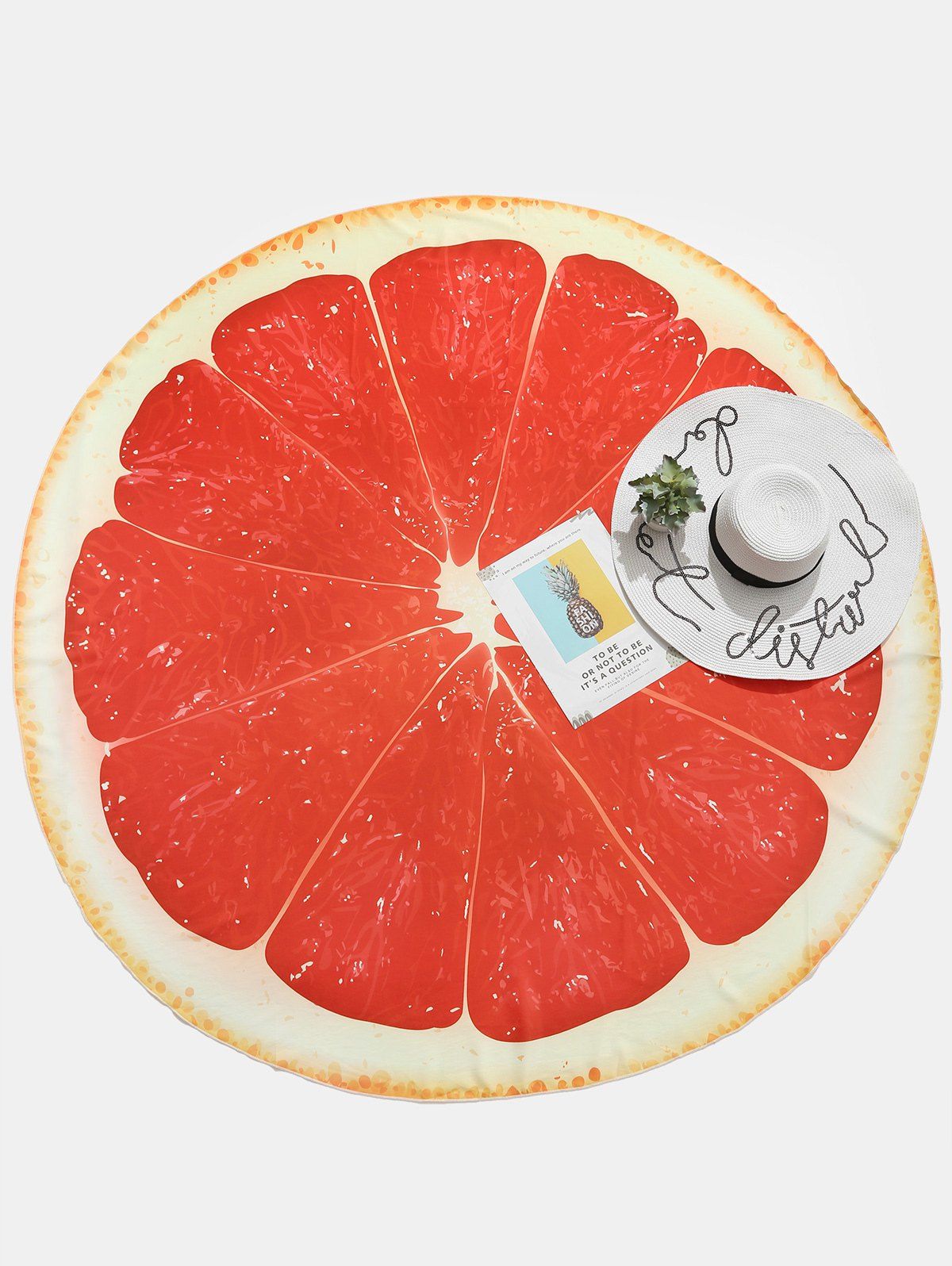 

Lemon Slice Shape Round Beach Throw, Red