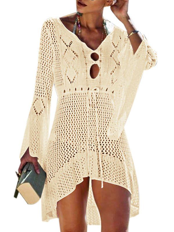 

Crochet Slit Sleeve Cover Up Dress, Cornsilk