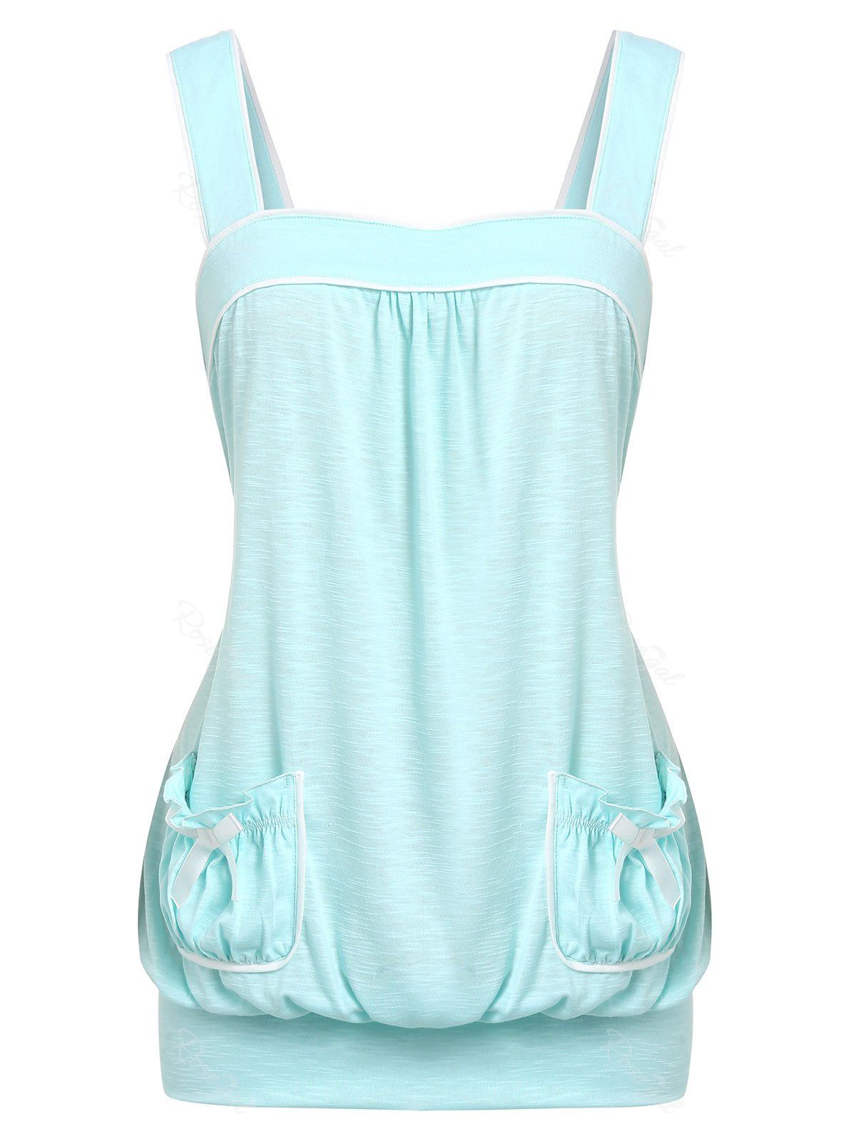 

Plus Size Pockets Blouson Tank Top, Light slate