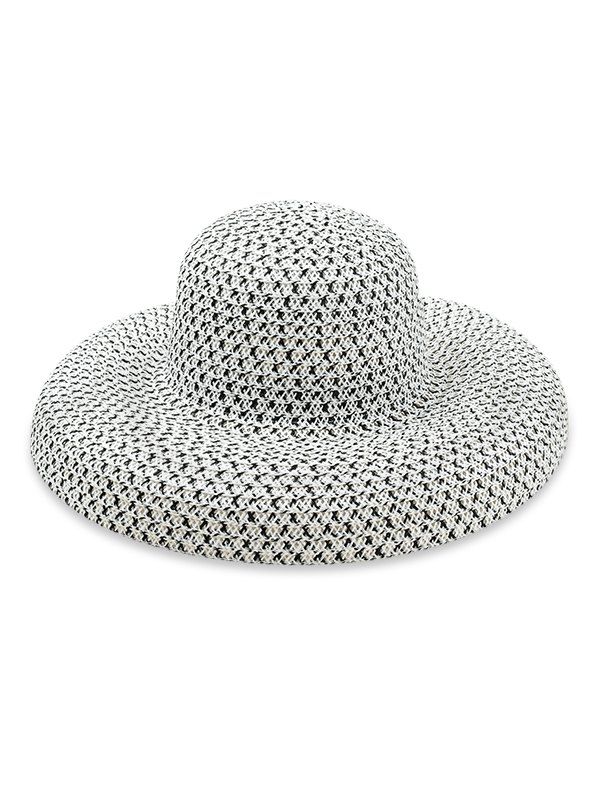 

Wide Brim Rhombus Straw Beach Hat, White