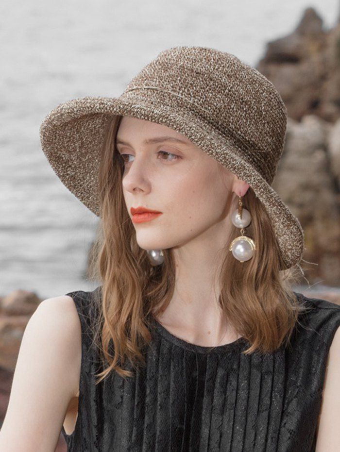 

Foldable Floppy Straw Weaving Sun Hat, Coffee