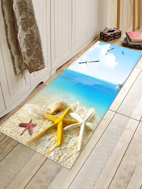 

Beach Seagull Pattern Water Absorption Area Rug, Ocean blue