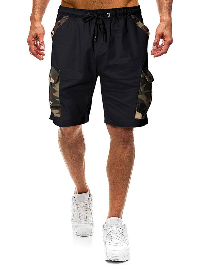 

Pocket Decoration Camouflage Cargo Shorts, Black