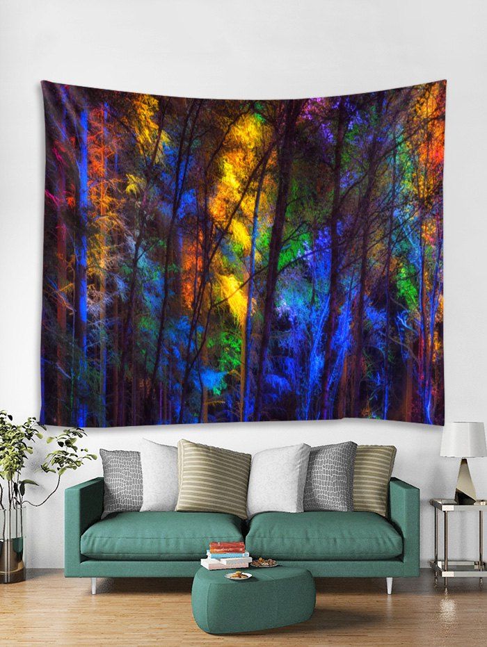 

Unique Forest Art Decoration Wall Tapestry, Midnight blue